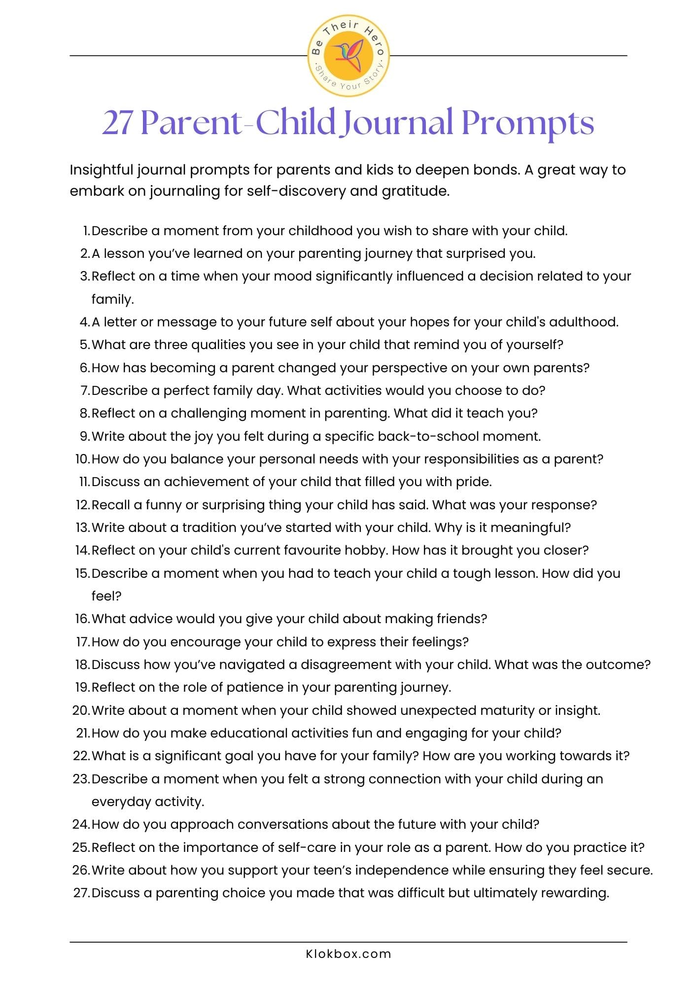 27 Parent-Child Journal Prompts